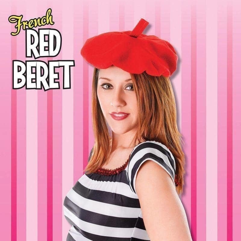 Mens French Beret Red Hats Male Halloween Costume_2 