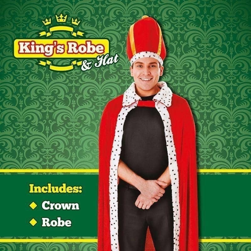 Mens Kings Robe + Hat Adult Costume Male Halloween_2 