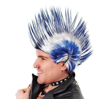 Mens Mohican Blue White Wigs Male Halloween Costume_1 BW786