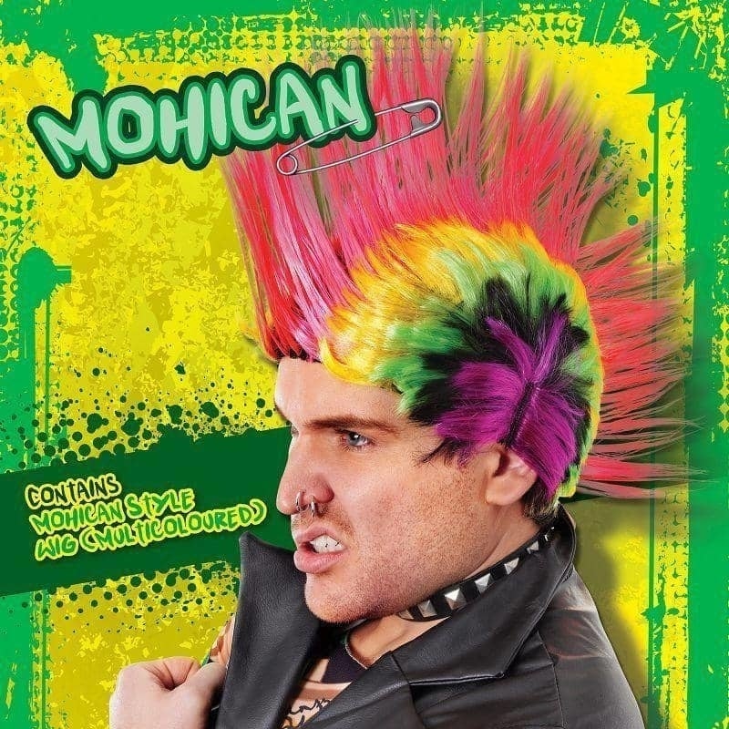 Mens Mohican Multi Coloured Wigs Male Halloween Costume_2 