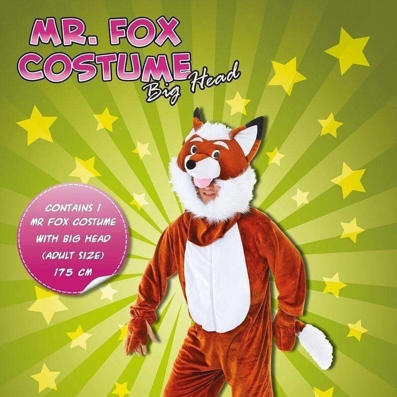 Mens Mr Fox Big Head Adult Costume Male Halloween_2 