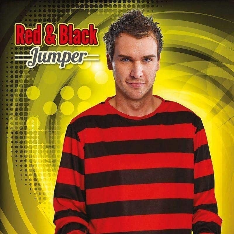 Mens Red Black Jumper Dennis The Menace Adult Costume Male Halloween_2 
