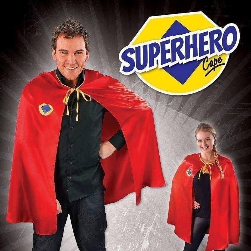 Mens Superhero Cape Red Adult Costume Male Halloween_3 