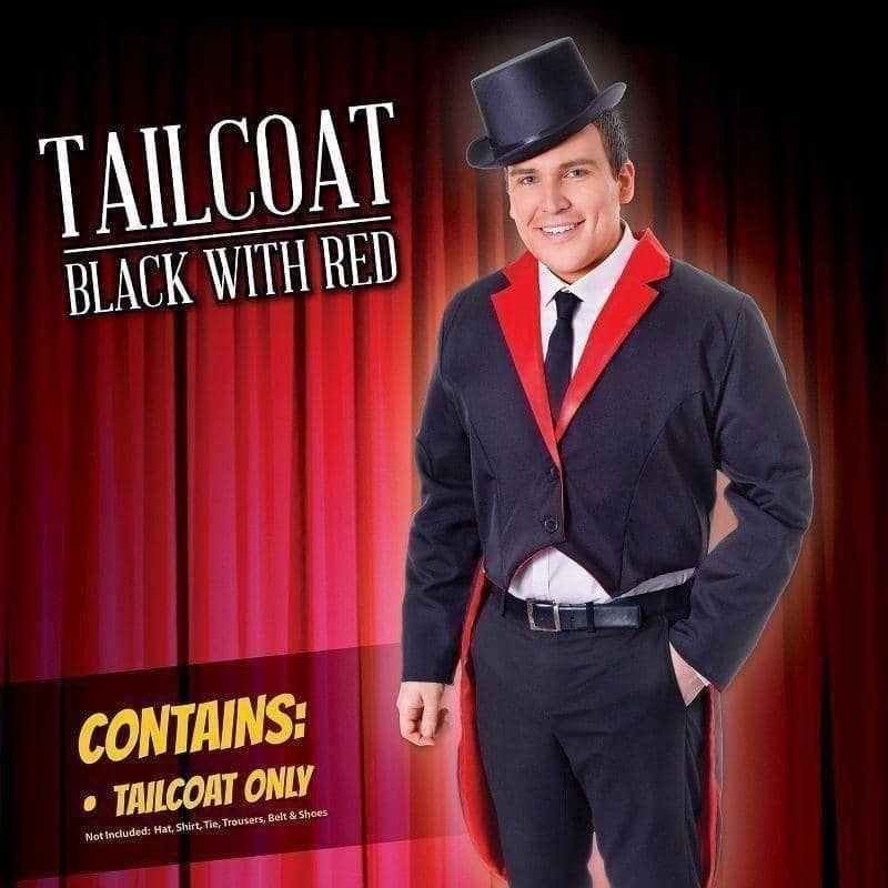 Mens Tailcoat Black Red Adult Costume Male_2 