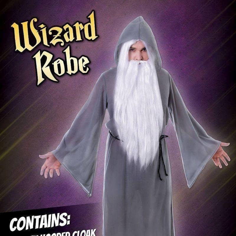Mens Wizard Cloak Grey Adult Costume Male Halloween_2 