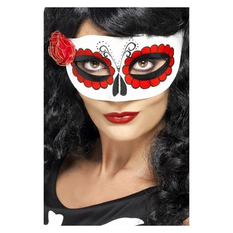 Mexican Day Of The Dead Eyemask Adult White Red_2 