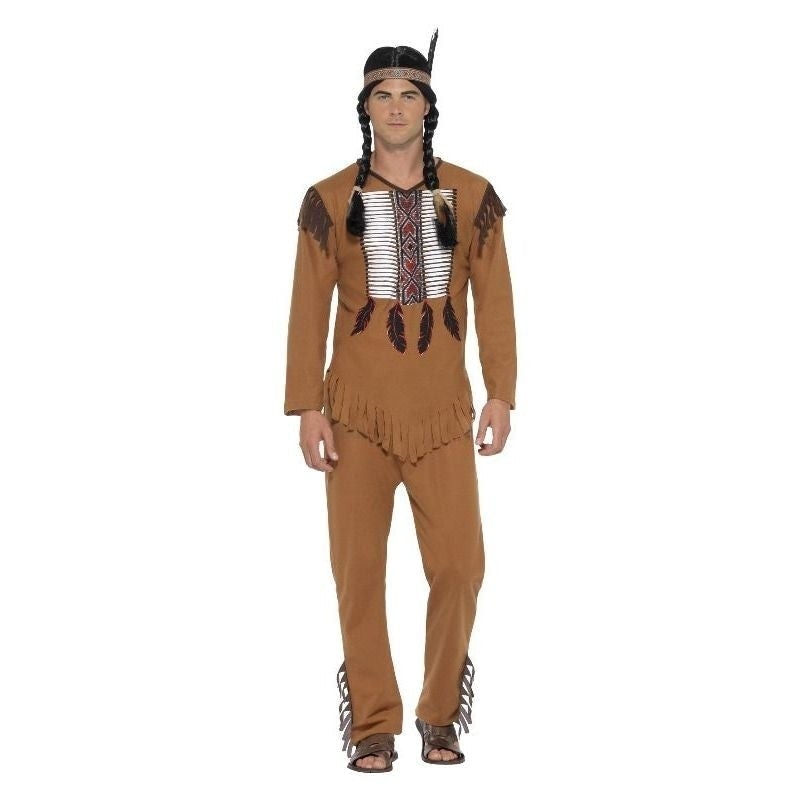 Native American Inspired Warrior Costume Adult Brown 2 sm-45509M MAD Fancy Dress