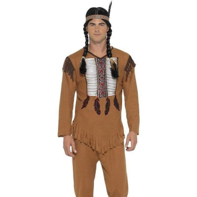 Native American Inspired Warrior Costume Adult Brown 1 sm-45509S MAD Fancy Dress
