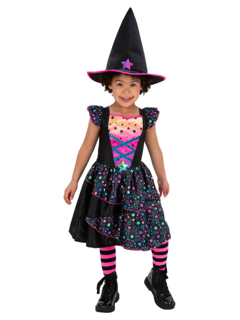 Neon Star Witch Girls Dress with Hat