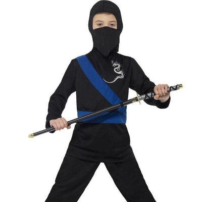 Ninja Assassin Costume Kids Black Blue_1 sm-21073L