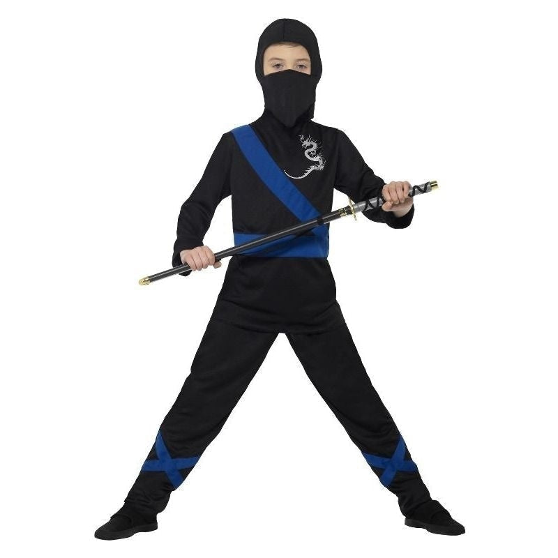 Ninja Assassin Costume Kids Black Blue_4 