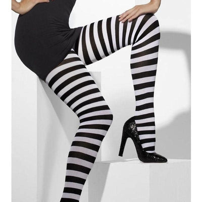Opaque Tights Adult Black White_1 sm-42761