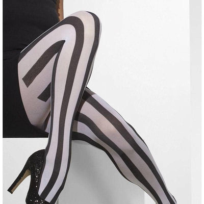 Opaque Tights Adult Black White_1 sm-24549
