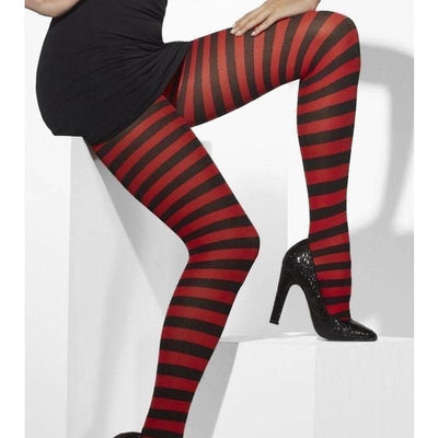 Opaque Tights Adult Red Black_1 sm-42786