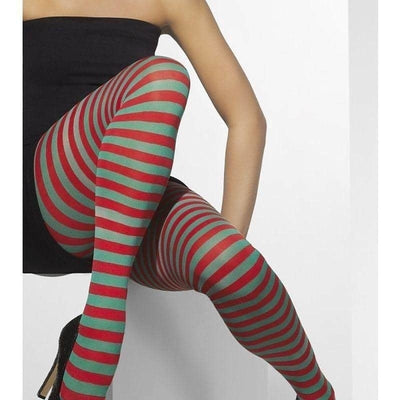 Opaque Tights Adult Red Green_1 sm-42751