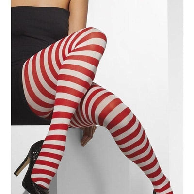 Opaque Tights Adult Red Whte_1 sm-42736