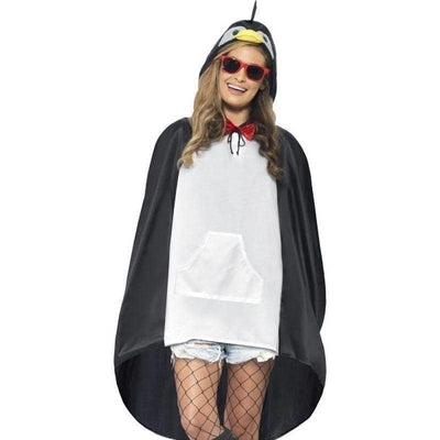 Penguin Party Poncho Adult Black White_1 sm-27609