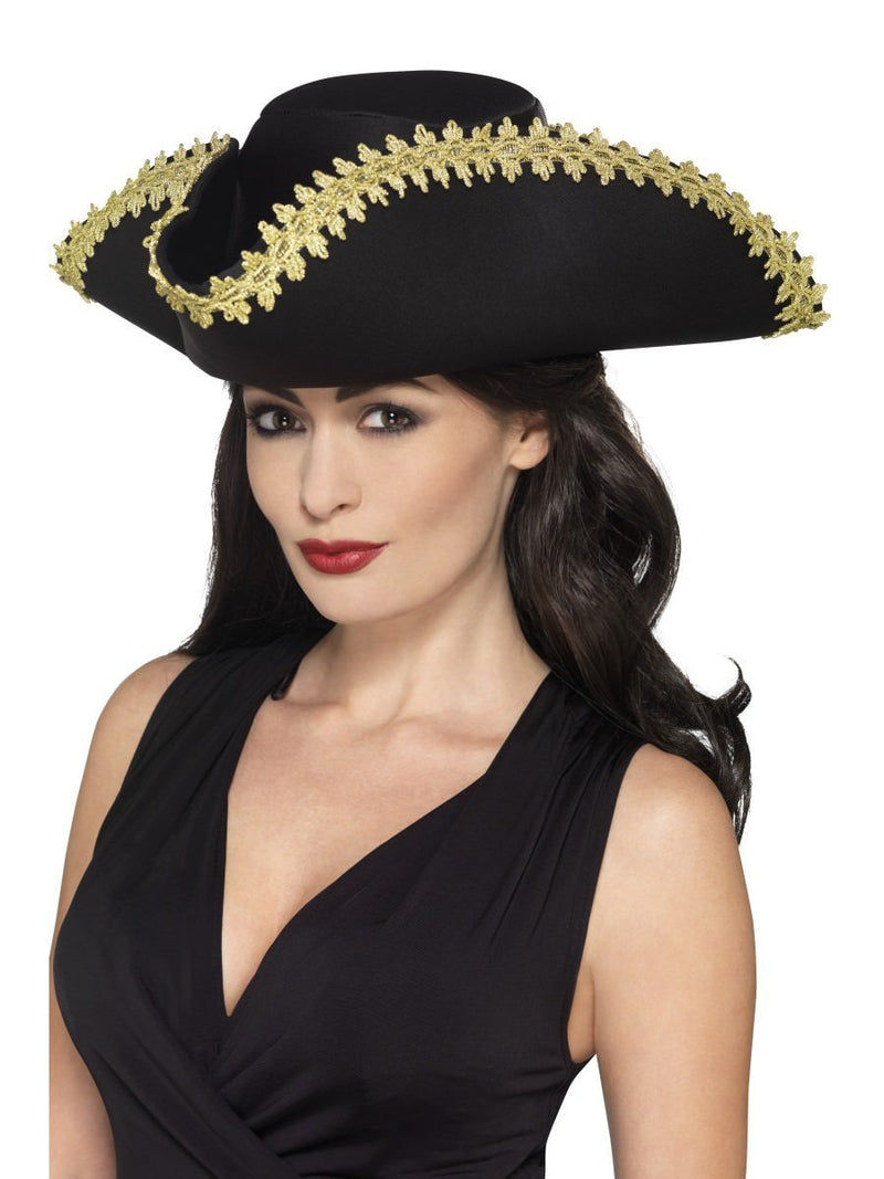 Pirate Hat Adult Black Tricorn