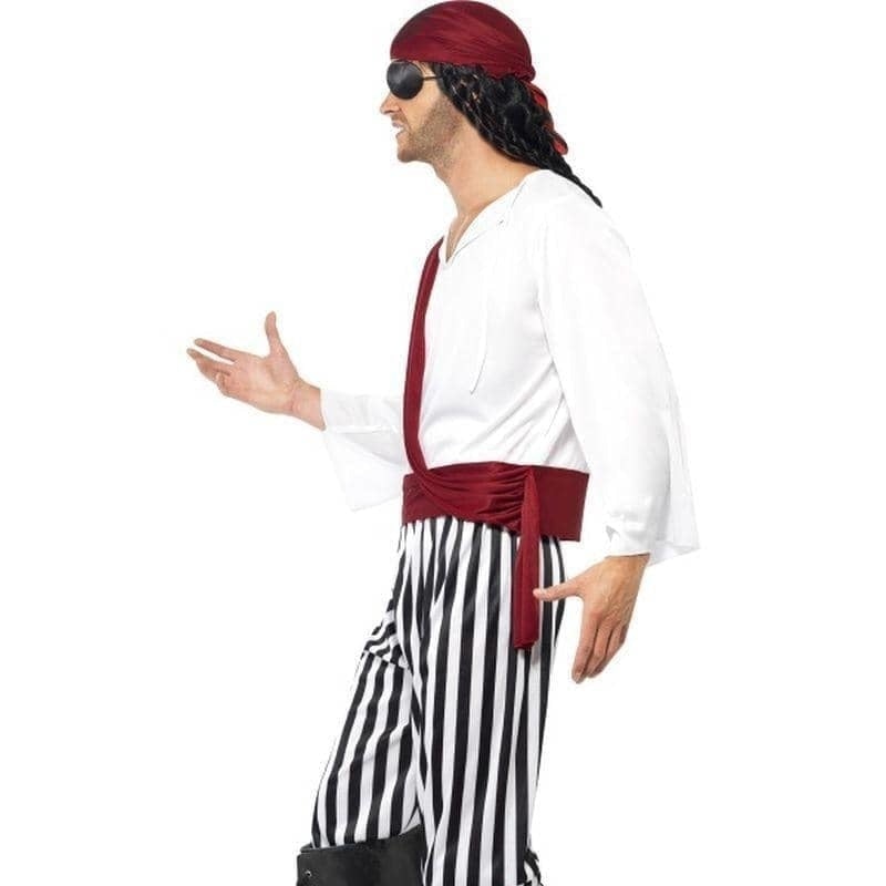 Pirate Man Costume Adult White Black Red_3 