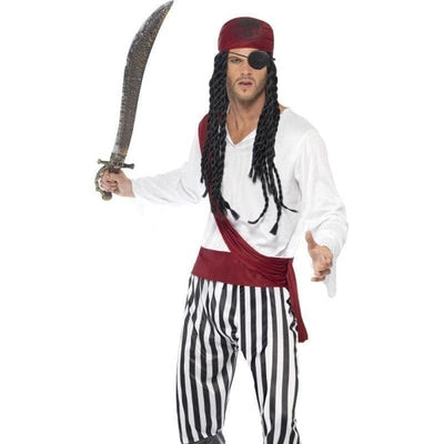 Pirate Man Costume Adult White Black Red_1 sm-25783L