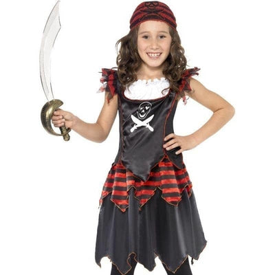Pirate Skull & Crossbones Girl Costume Kids Red Black_1 sm-32341L