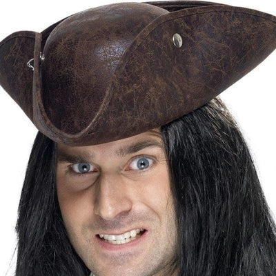 Pirate Tricorn Hat Adult Brown_1 sm-34564