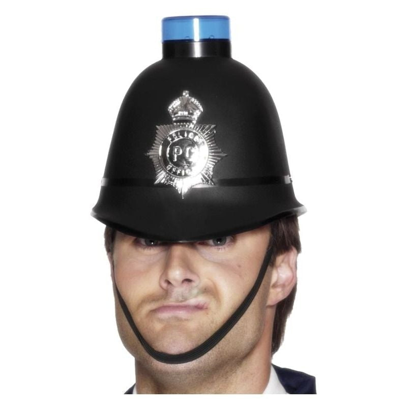 Police Helmet With Flashing Siren Light Adult Black_2 