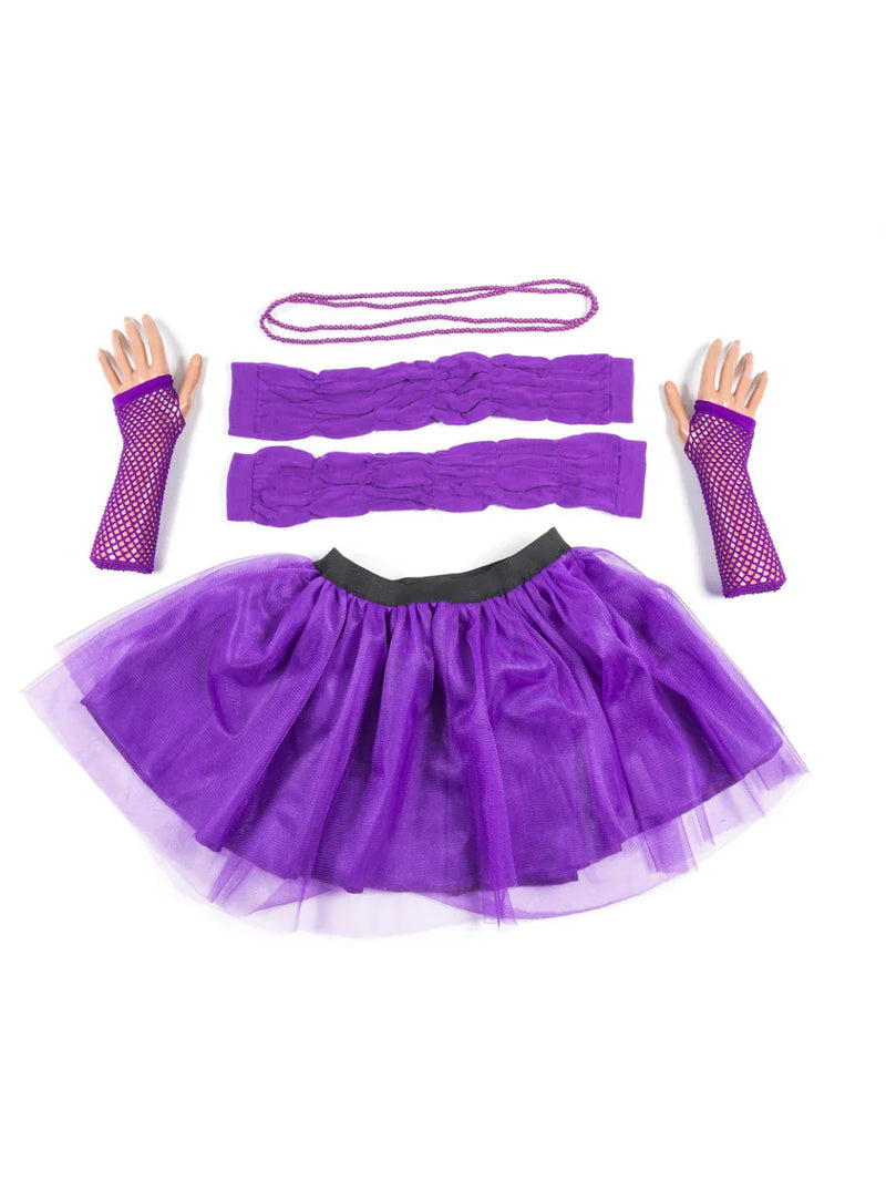 Purple Plus Size Tutu with Necklace Legwarmers and Fishnet Gloves