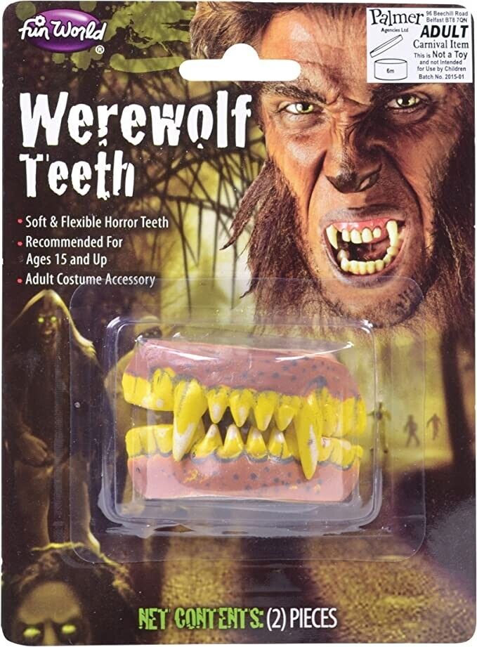 Mens Wolfman Teeth With Thermoplastic Miscellaneous Disguises Male Halloween Costume