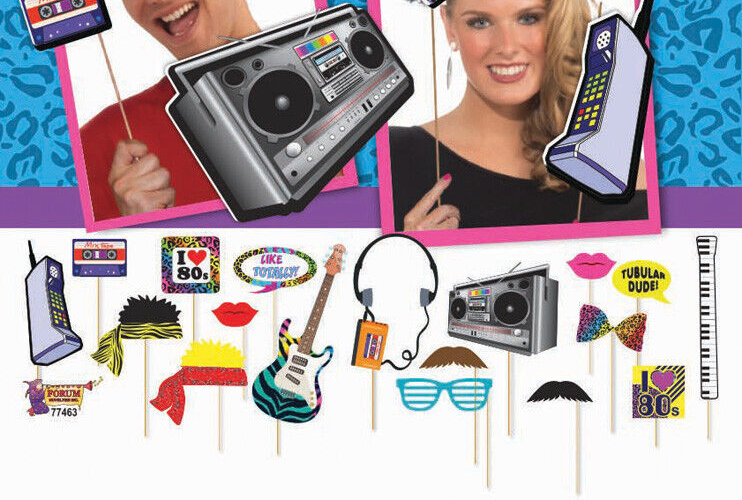 80s Photobooth Kit 18pc Party Goods