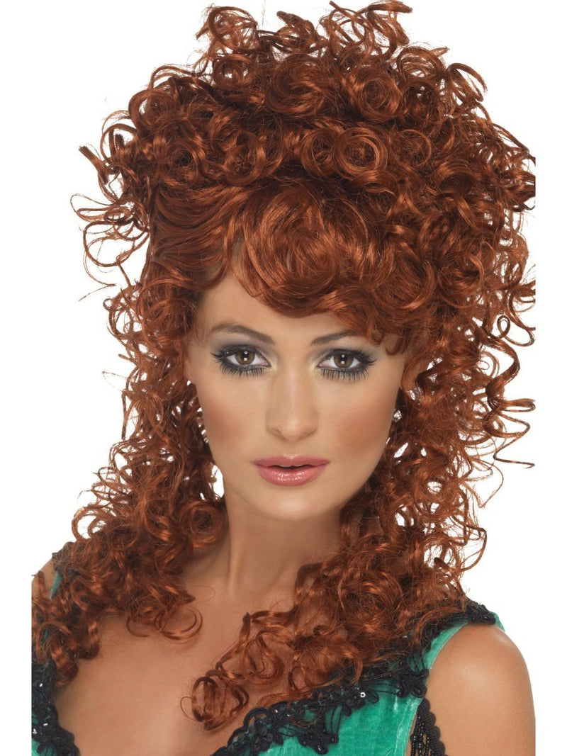 Saloon Girl Wig Adult Auburn Long Curly