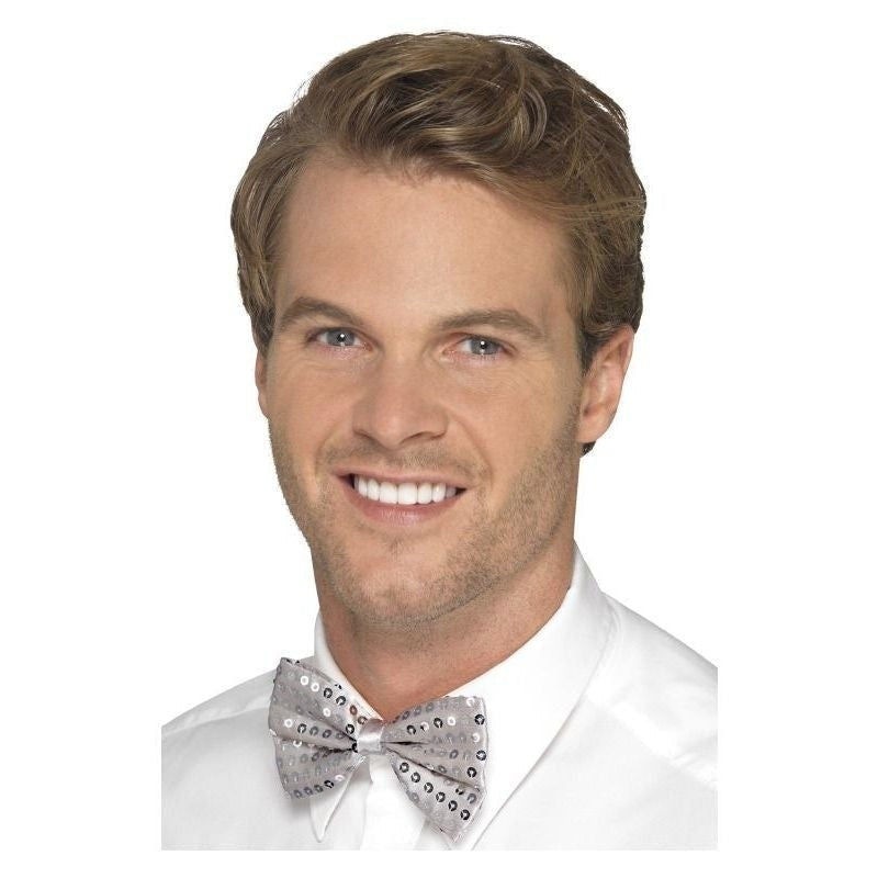 Sequin Bow Tie Adult Silver_2 