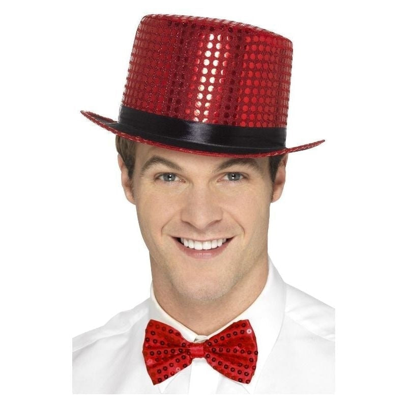 Sequin Top Hat Adult Red_2 