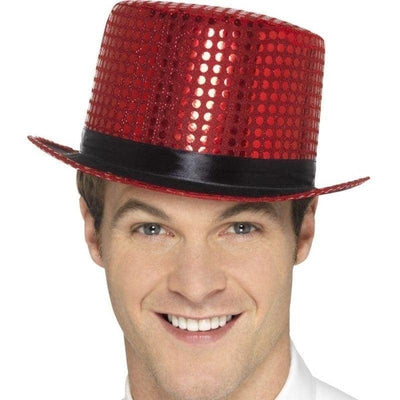 Sequin Top Hat Adult Red_1 sm-48261