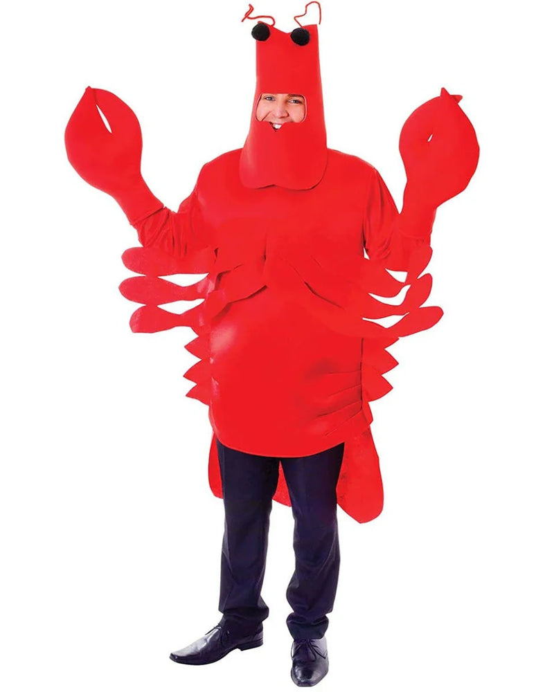 Lobster Costume with Claws Adult Red Funny Jumpsuit
