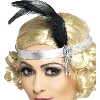 Silver Satin Charleston Headband Adult_1 sm-31716