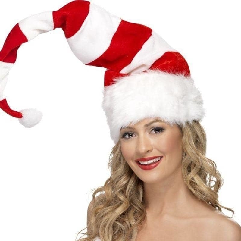 Striped Santa Hat Adult Red Whte_1 sm-38328