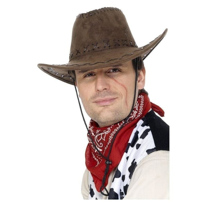 Suede Look Cowboy Hat Adult Brown_2 