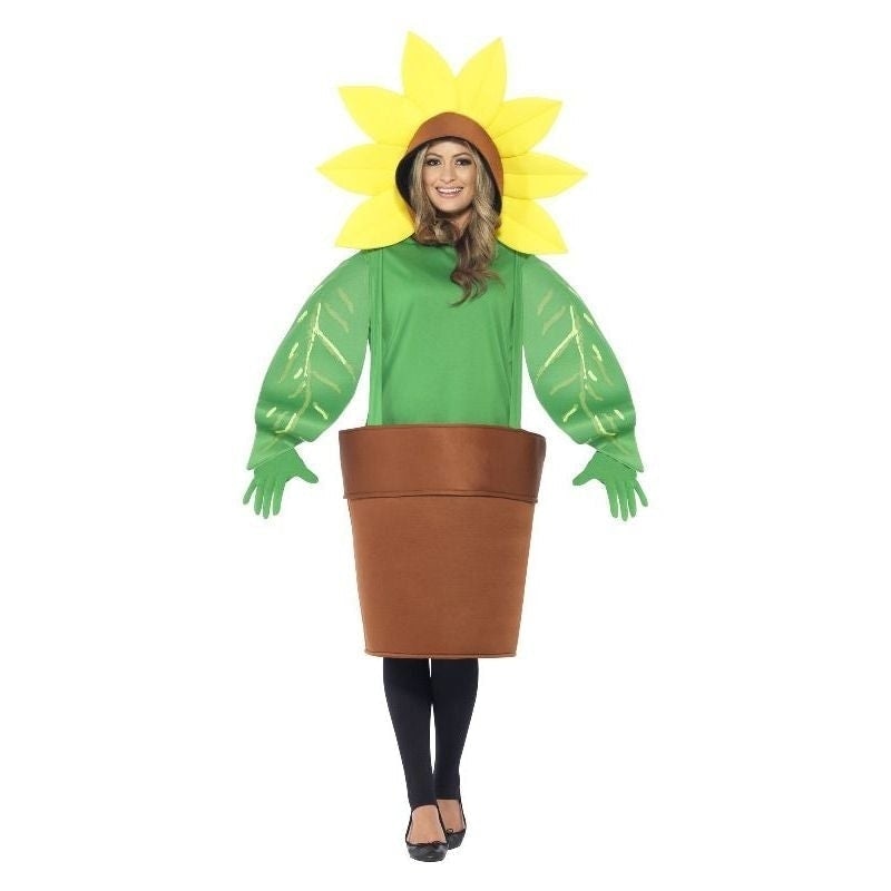Sunflower Costume With Top Attached Hood Adult Green_2 