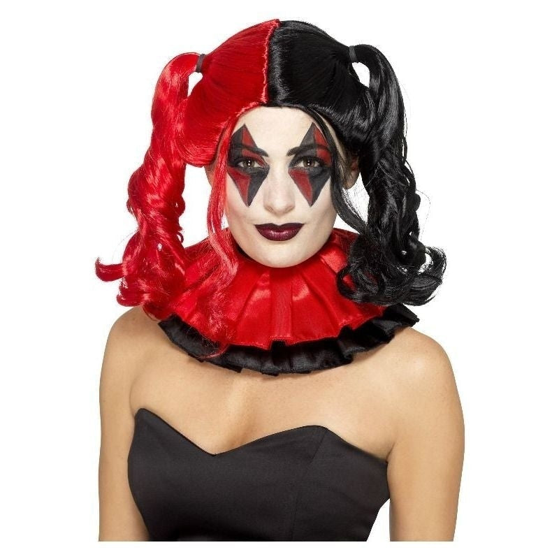 Twisted Harlequin Wig Adult Black Red_2 