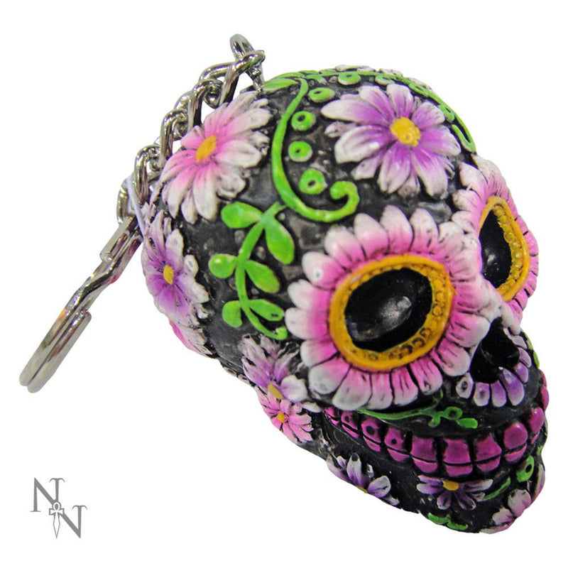 Pack of 6 Sugar Petal Day of the Dead Skull Keyrings 6cm