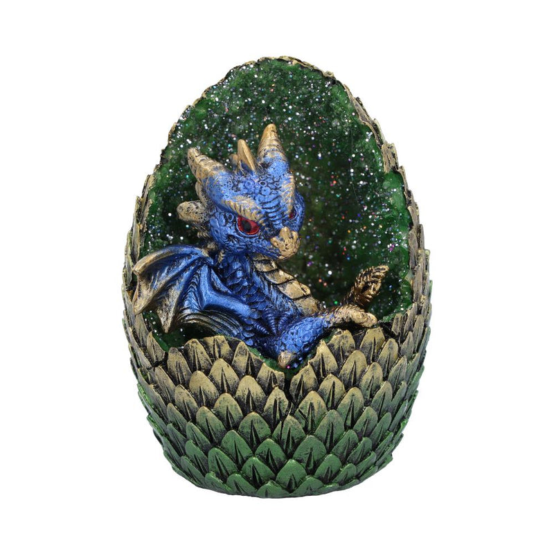 Blue Geode Home Glittering Hatchling and Egg Figurine
