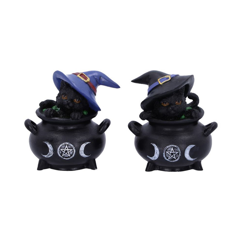 Hubble and Bubble Witches Familiar Black Cat Cauldron Figurines 8cm