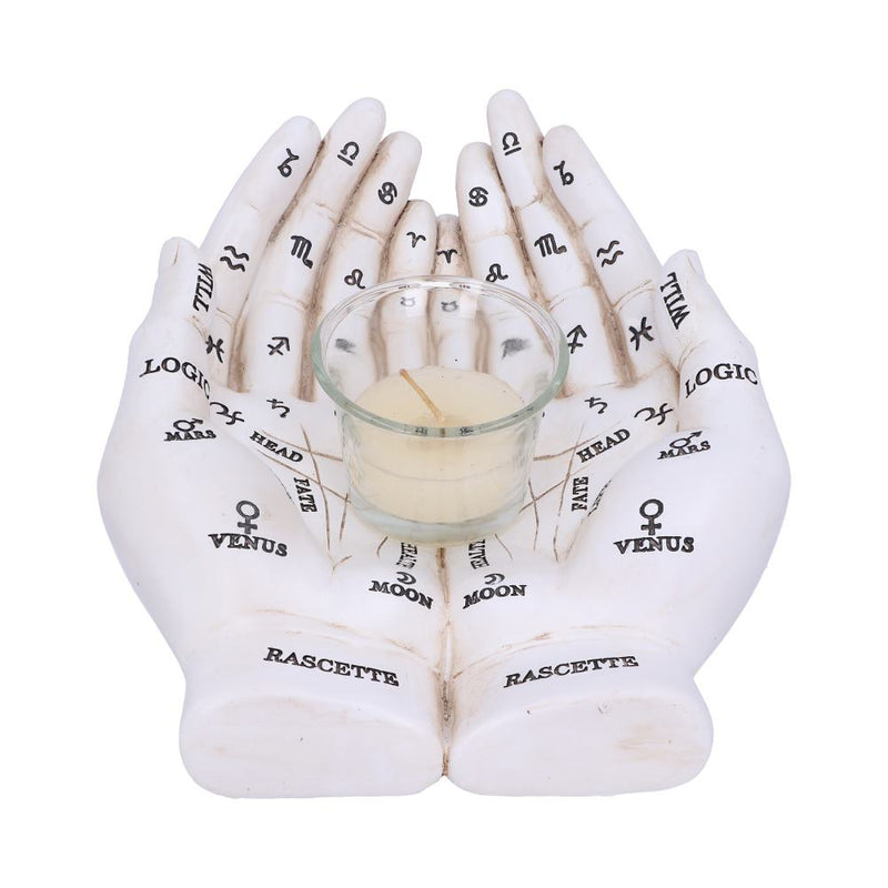 Palmists Guide White Chiromancy Hands Candle Holder
