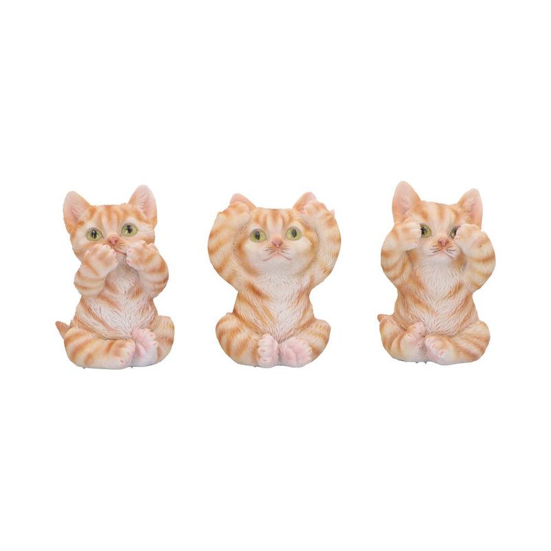 Three Wise Ginger Cats Figurines Set of 3 a See No Hear No  Speak No Cats