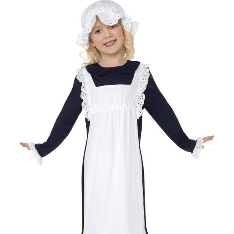 Victorian Poor Girl Costume Kids White Blue_7 