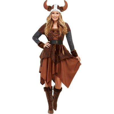 Viking Barbarian Queen Costume Adult Brown_1 sm-50742L