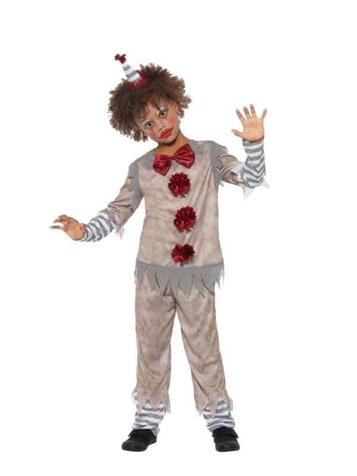 Vintage Clown Boy Costume Child Grey Red_1 sm-49844L