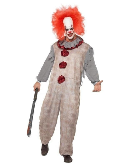 Vintage Clown Costume Adult Grey Red_1 sm-40325L