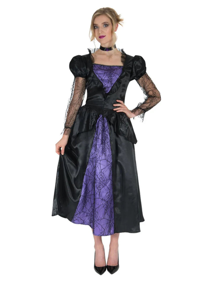Wicked Queen Costume Black and Purple Dress with Webbed Detail